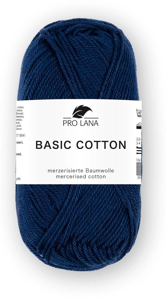 Pro Lana Basic Baumwolle uni 50 g/125m – dünne Wolle zum Häkeln und Stricken – 100% Baumwolle – Weiches Basic-Garn – Glänzend – Standa...