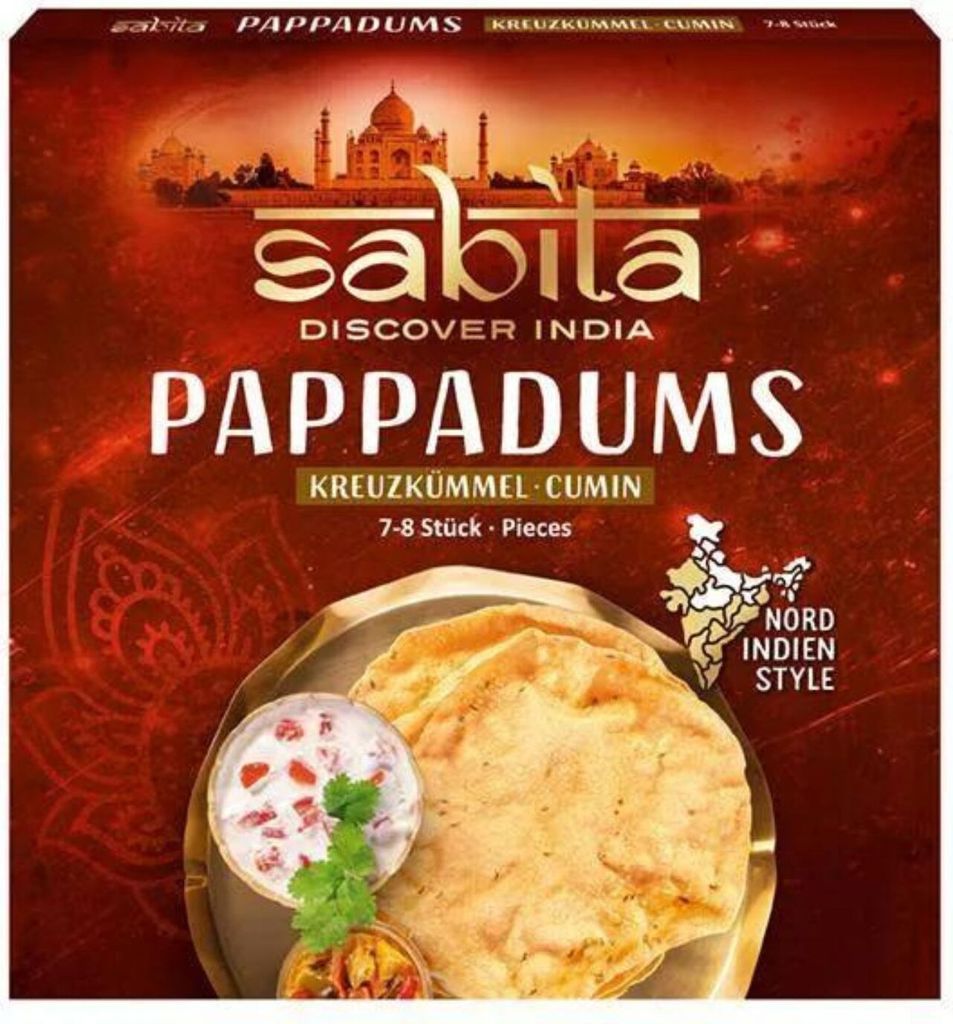 Sabita Pappadums Kreuzkümmel, 100g Produktbild 