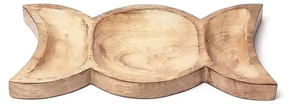 Plateau de rituel Déesse en bois pour cristaux et bougies de méditation