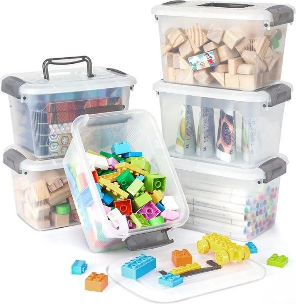 Bac de stockage empilable en plastique cristal 5L pour étagères et placard