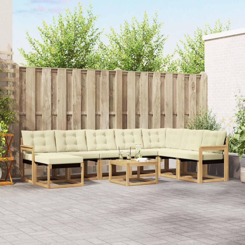 Möbel Outdoor-Sofagarnitur mit Kissen 9 pcs Weiß und CremeGartensofas - Gartensofas c3855