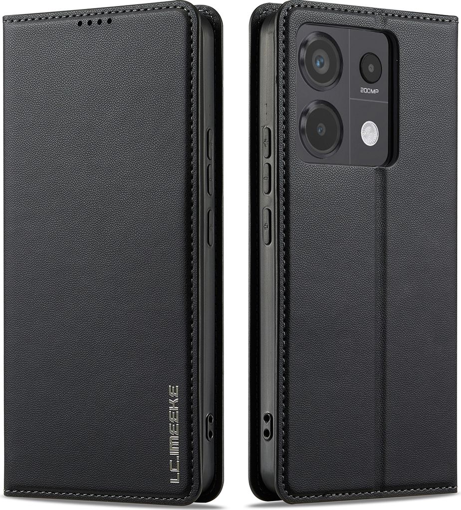 Handyhülle für Xiaomi Redmi Note 13 Pro 5G, Magnetische Flip Leder Hülle mit Kartenfach und Standfunktion Schwarz