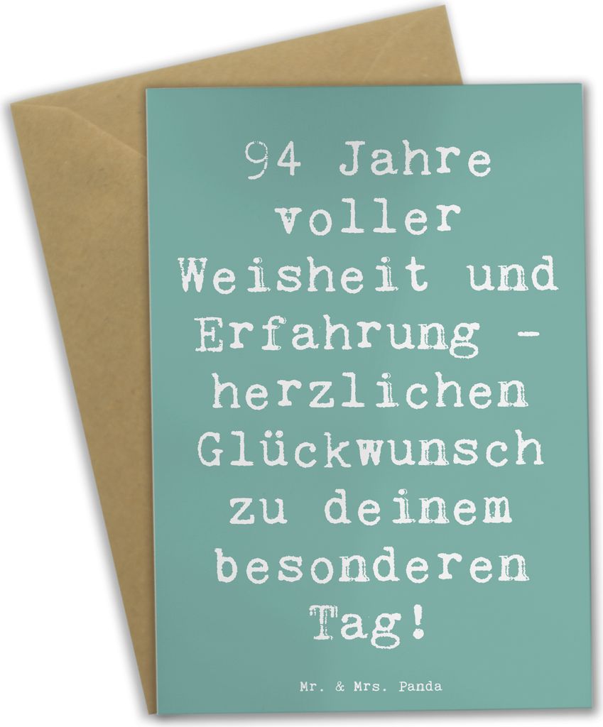 Mr. & Mrs. Panda Klappkarte Spruch 94. Geburtstag - Meeresbrise - Geschenk, Geschichten, Grußkarte, weihnachtskarten, glückwunschkarten, liebevol...