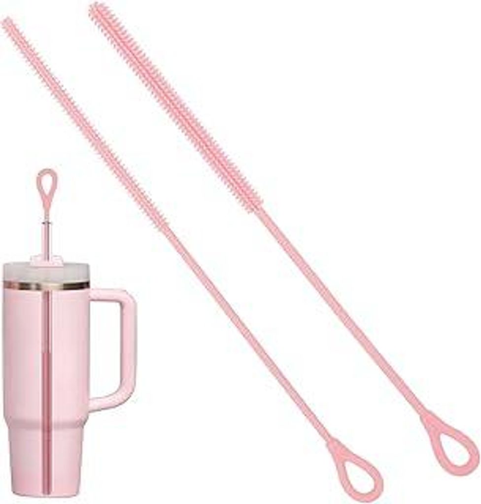 2 Stück Silikon Strohhalm Bürste, Weiche Strohhalm Bürste Wiederverwendbare mit Biegbarem Stahlkern für Glass Straw, Metal Straw und Trinkbeche...