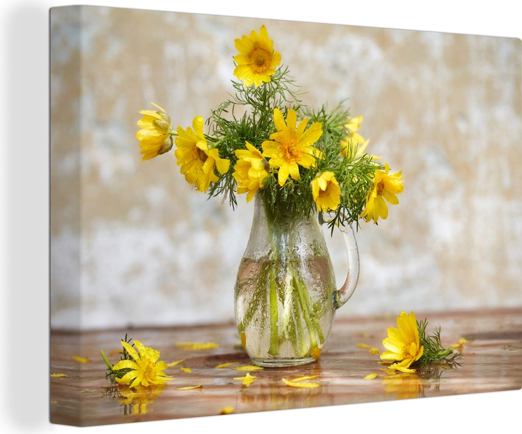 OneMillionCanvasses - Leinwandbilder - 150x100 cm, Blumen - Gelb - Stilleben, Wandbilder Kunstdruck Wanddekoration