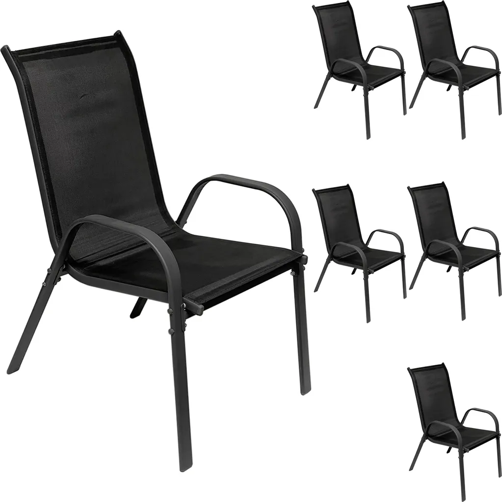 Chaise de jardin empilable pour balcon et terrasse anthracite métal noir