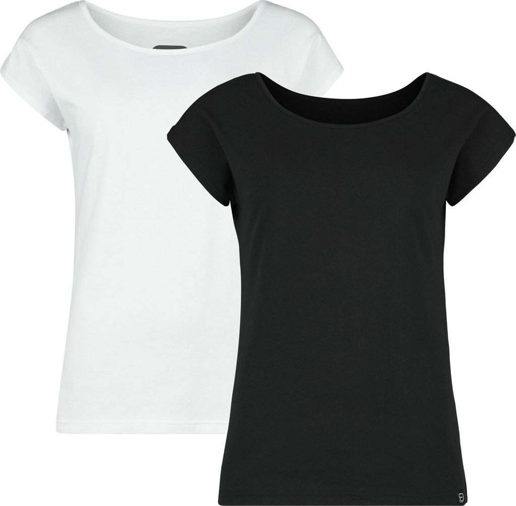 RED by EMP Damen Basic Doppelpack T-Shirts in schwarz und Produktbild 