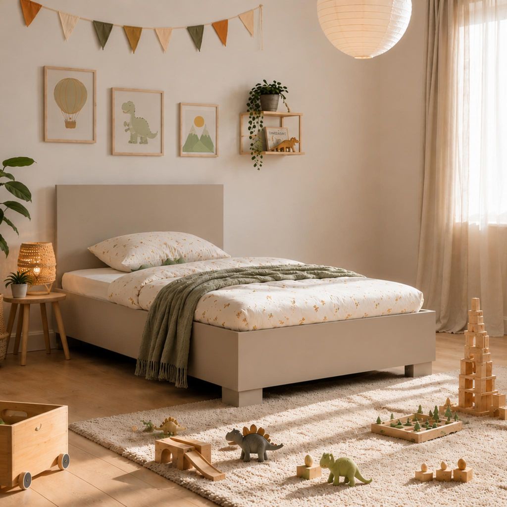 Bett JONAS IV 36, Kinderzimmer, Kinderbett ohne Matratze Einzelbett mit Lattenrost 90x200 cm Kaschmir/Kaschmir