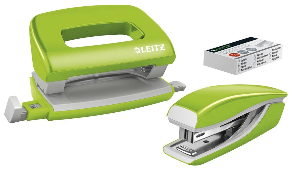 Set Leitz WOW Mini Perforatrice e Cucitrice Verde Metallizzato 5561