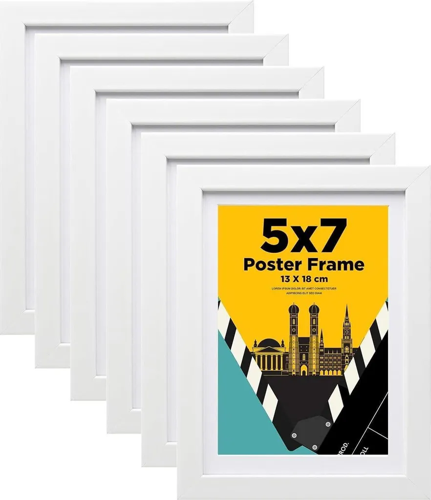 Cornice Bianca Egofine 13x18 Legno Vero Vetro - Set 6 Pezzi Emozioni