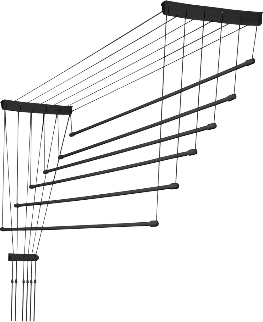 KADAX Torp Séchoir à Linge de Plafond Noir 130 cm avec 6 Barres de Séchage