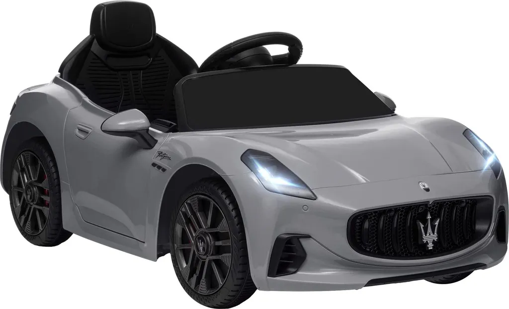 Voiture enfant 12V grise bi-moteur avec télécommande et châssis métal
