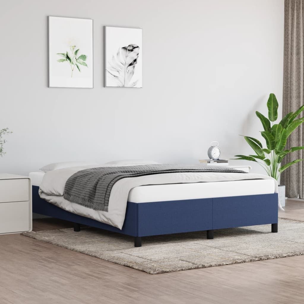 vidaXL Bettgestell Blau 140x190 cm Stoff - Bettgestell - Bettgestelle - Bettrahmen - Bett