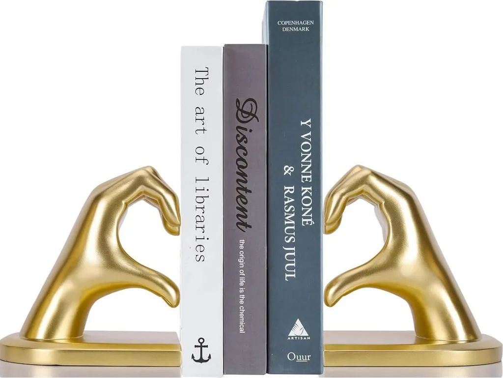 Scultura Cuore Reggilibri Oro - Regalo Romantico per Amanti dei Libri