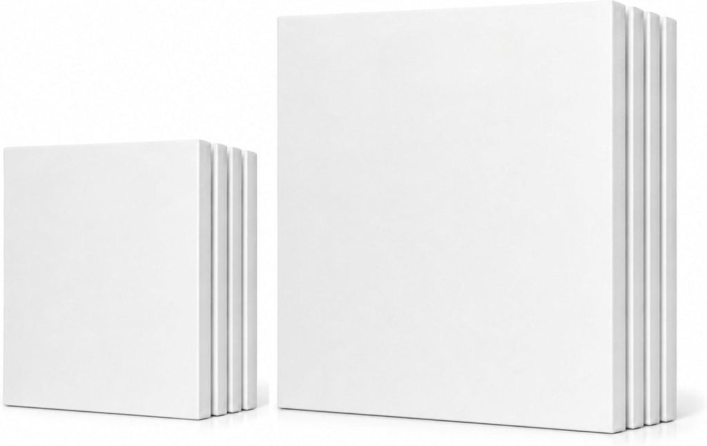 Set mit 8 Malerleinwänden auf Keilrahmen 100% Baumwolle 4x 20x20 4x 30x30 cm