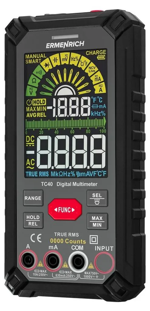 Ermenrich Zing TC40 Multimètre 82992 avec écran rétroéclairé et Data Hold