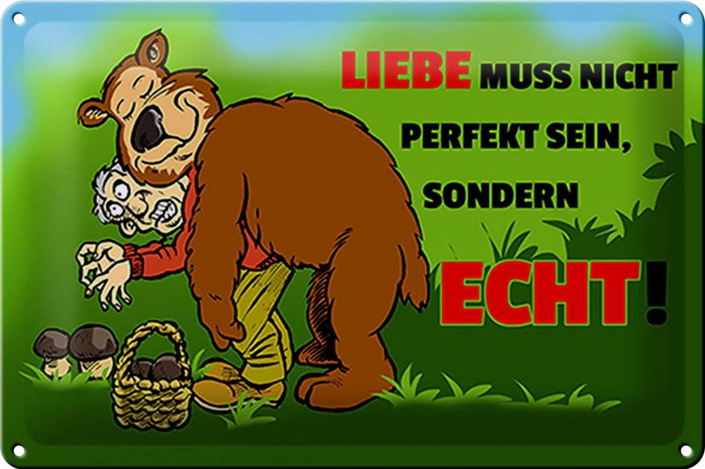 Blechschild Spruch 30x20cm Liebe nicht perfekt sondern echt Produktbild 