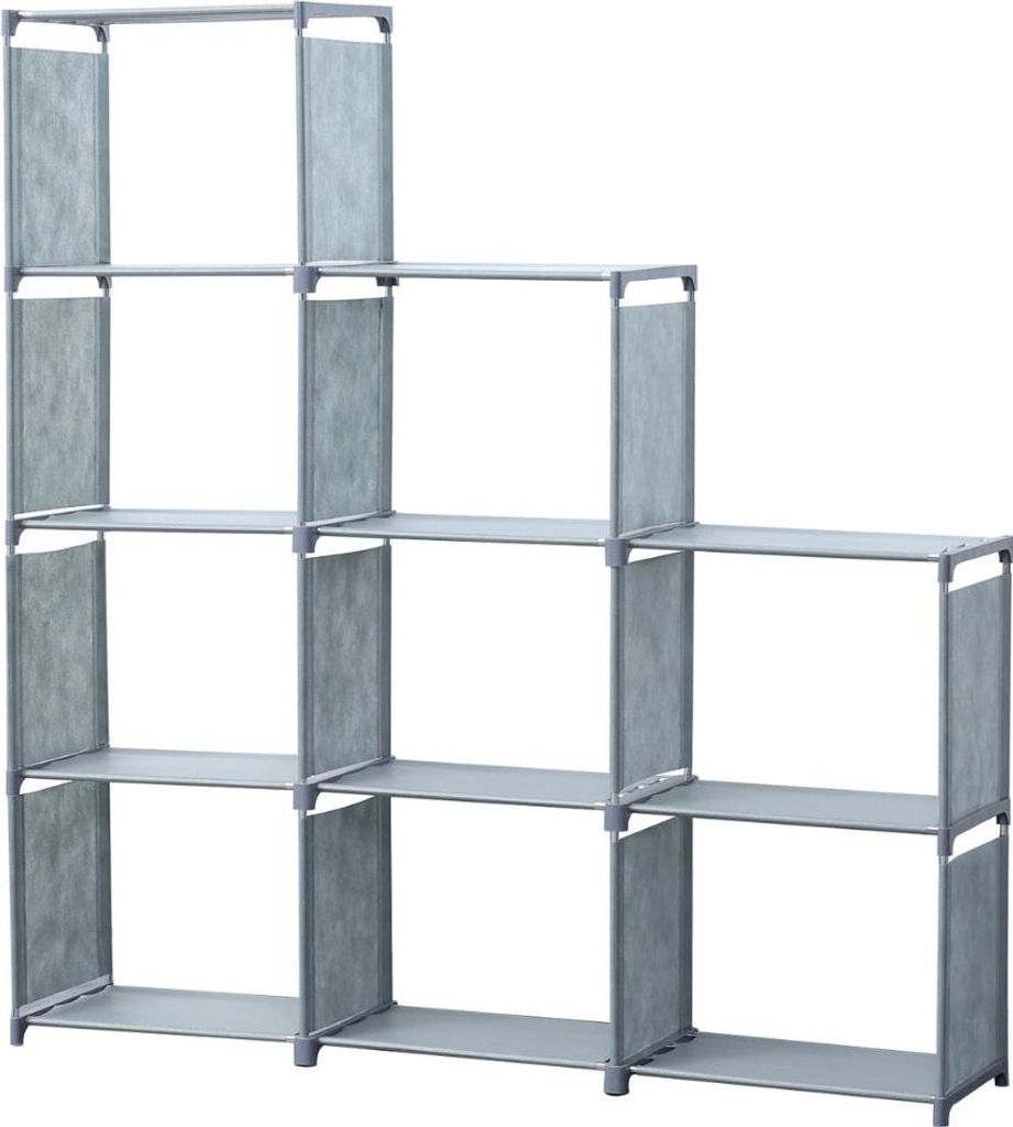 Herzberg HG-03633: 9-lagiges Treppenregal, Bücherschrank, Aufbewahrungsregal (125 x 125 cm) - Grau
