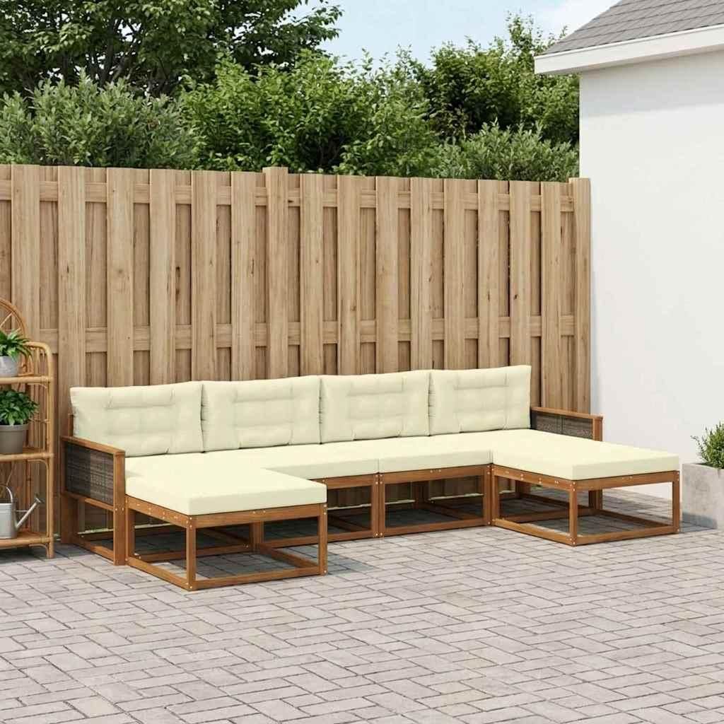 Möbel Outdoor-Sofagarnitur mit Kissen 6 pcs Natur und CremeGartensofas - Gartensofas c981