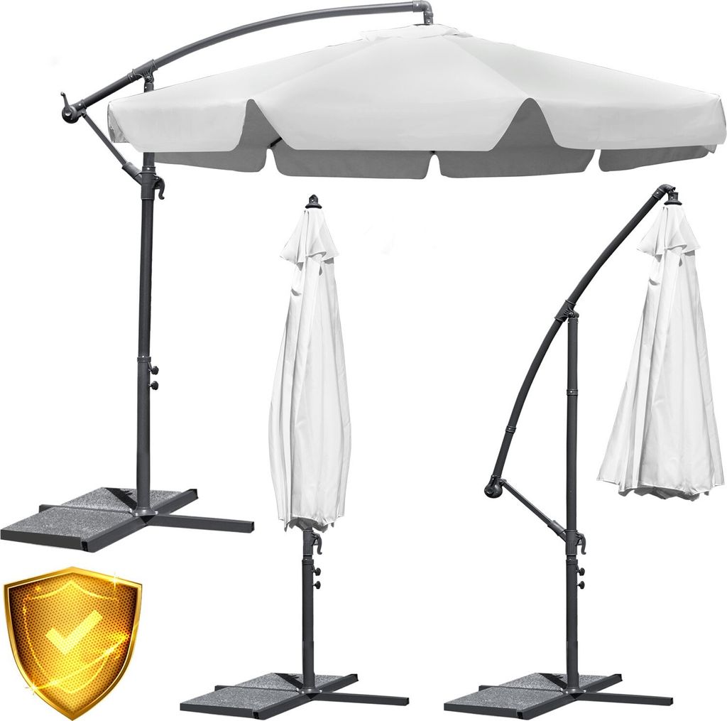 Parasol ogrodowy składany 8 segmentów szary 350cm