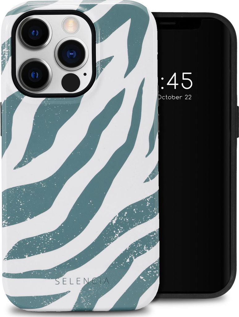 Selencia Vivid Back Cover iPhone 14 Pro - Colorful Zebra Pine Blue