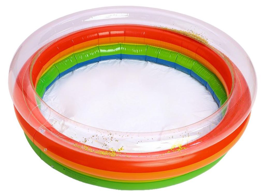 Aufblasbarer Kinderpool & Bällebad, Indoor Spielpool aus PVC, Planschbecken für Kinder ab 3 Jahren, 90cm, Regenbogen