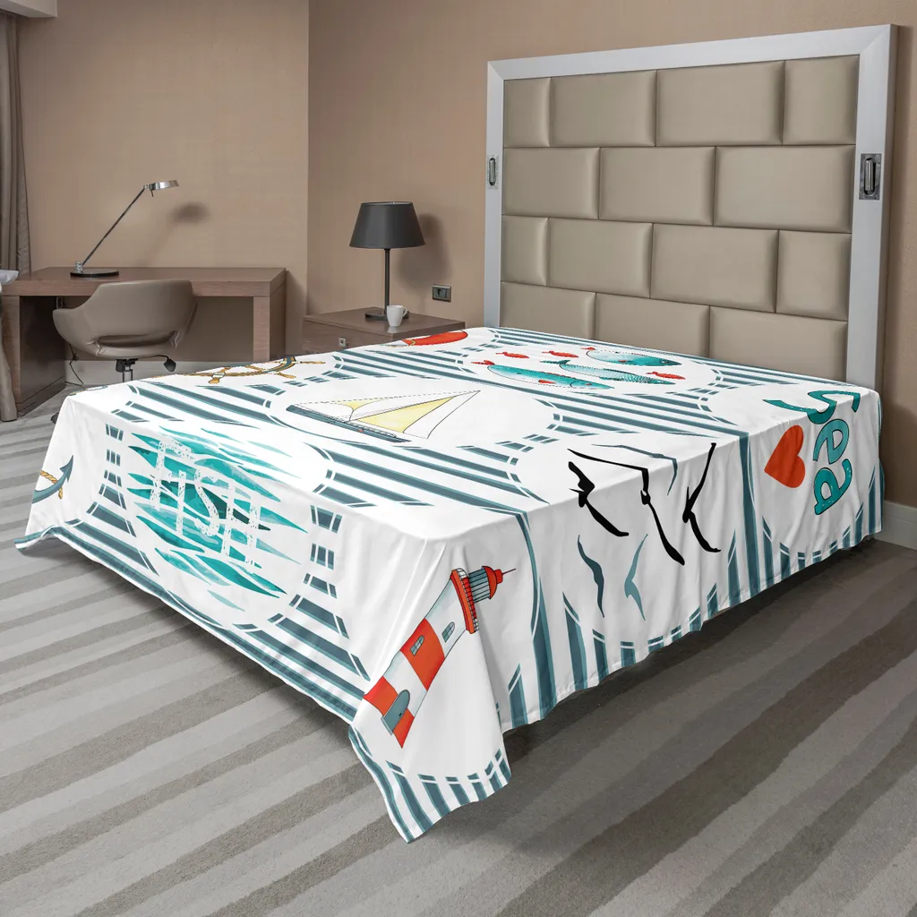 Drap maritime doux et confortable 266x260 cm coloris blanc rouge bleu