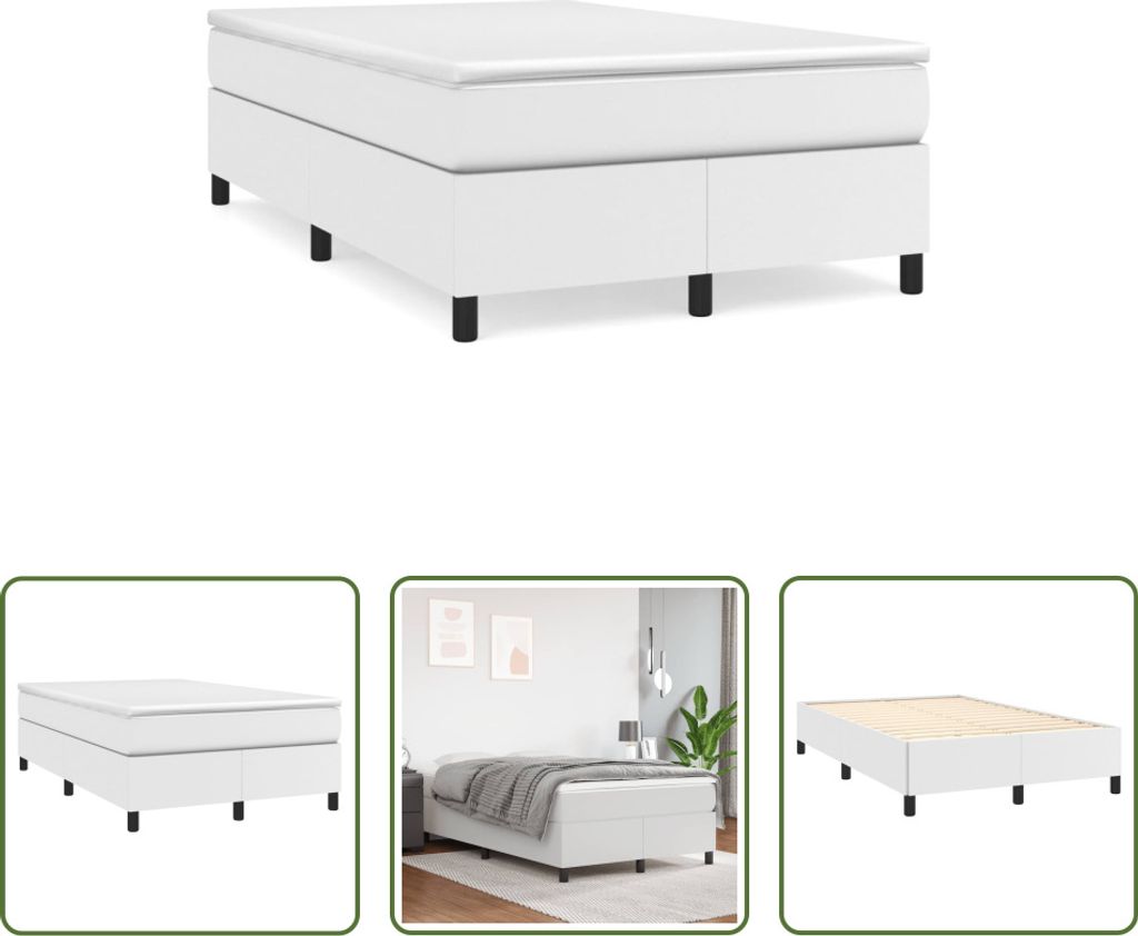 The Living Store Boxspringbett mit Matratze Weiß 120x190 cm Kunstleder