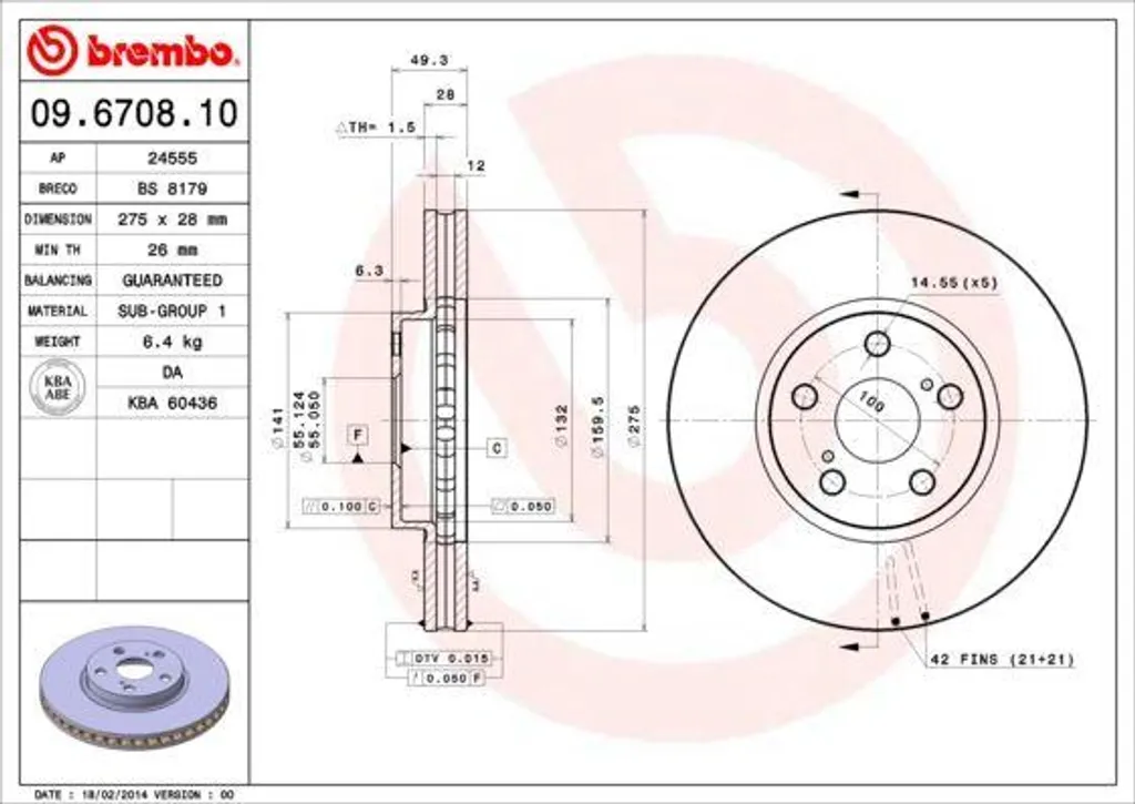 Éliminez les Vibrations avec le Disque Brembo 09.6708.10 pour Toyota