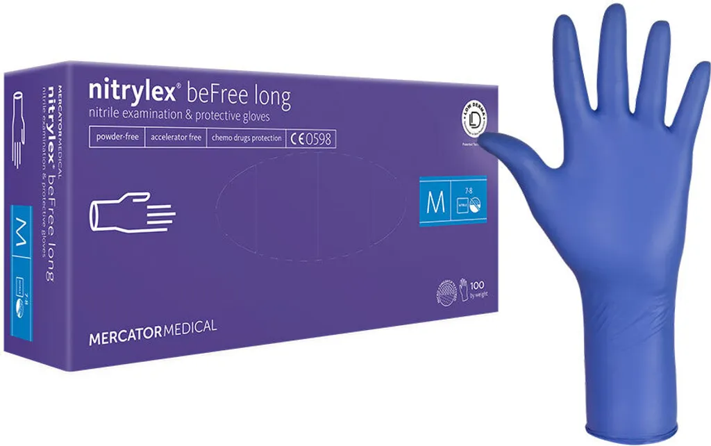 Mercator Nitrylex® beFree long - Guanti medicali in nitrile - extra lunghi Unisex taglia: XL