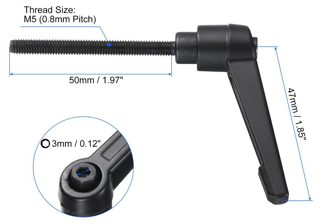 4 Stš¹ck Klemmhebel Griff M5 x 50mm Au?engewinde Bolzen Klemmschraube Kn?pfe Kohlenstoffstahl, Verstellbarer Klemmhebelgriffe Handgriff fš¹r We...