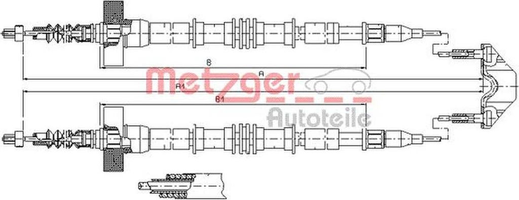 METZGER Handbremsseil Seilzug Feststellbremse für OPEL Zafira A (T98) Hinten 11.5861