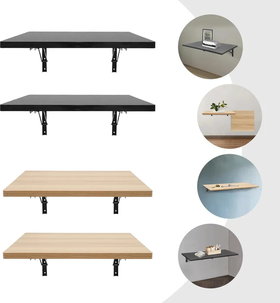 Table pliante murale peu encombrante noire lot de 2 - Solution petit coin - 3