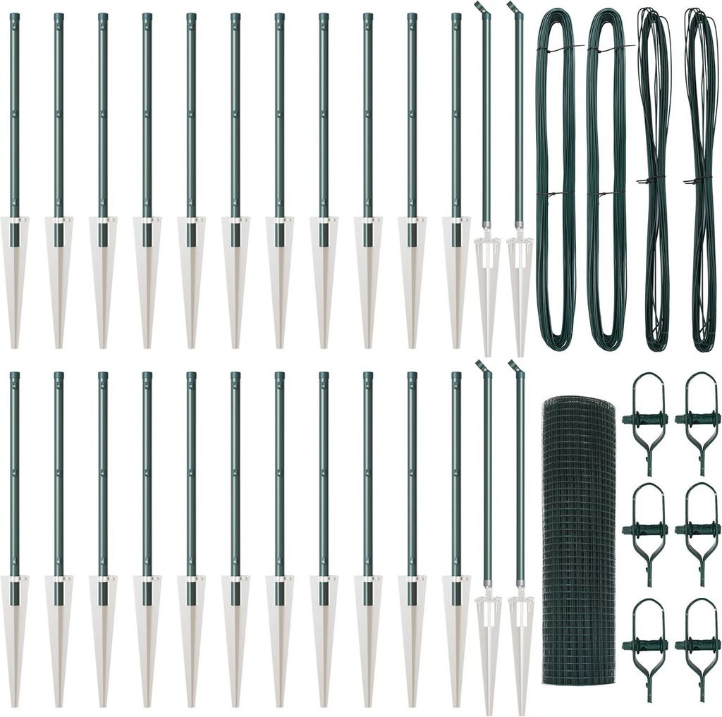 2025 Moderne Geschweißter Drahtzaun mit 13 Spike-Posts Grün 0.4x50 m Stahl - Metallzäune Neu817345