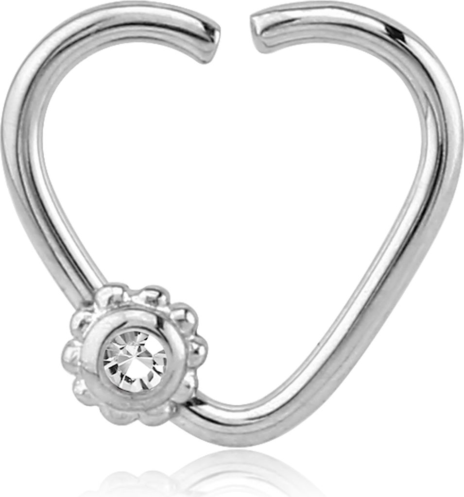 viva-adorno Knorpel Piercing Herz Kristall Ohrpiercing Helix Cartilage Tragus 316L Chirurgenstahl verschiedene Farben Z490,Herz 1x silber / klar