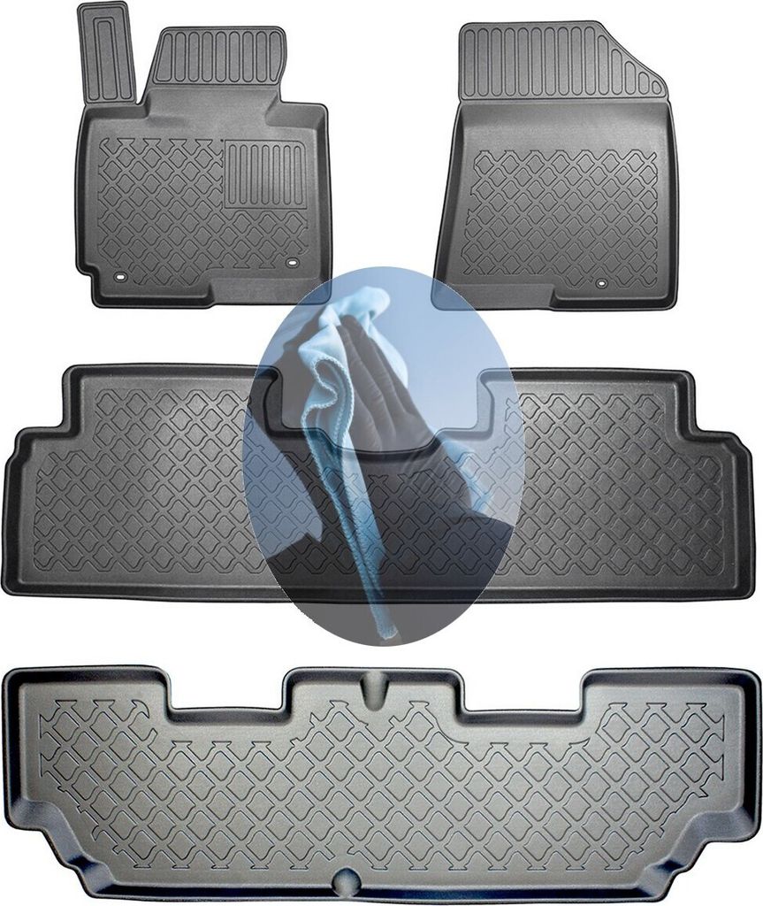 Z522367 TPE-Gummifußmatten kompatibel mit Kia Carens Vision 4 RP Van Kombi 5-türer 2013-2019 7-Sitzer, 1. + 2. + 3. Sitzreihe