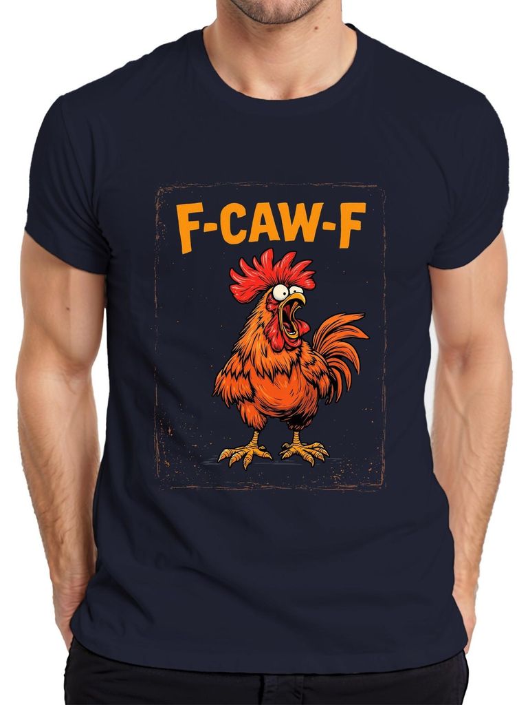 F-CAW-F Lustiger Hahn Gockel Bauernhof Spruch Vintage Retro Produktbild 