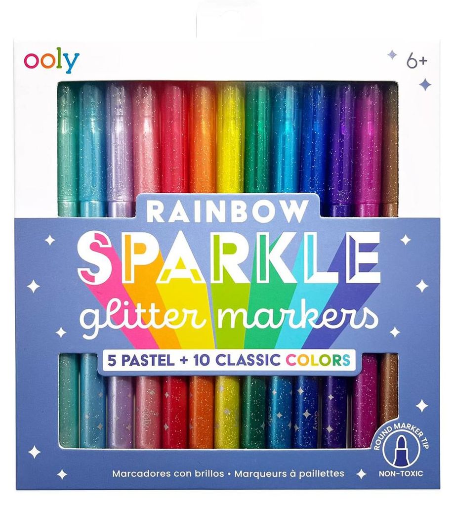 Ooly - Glitter Marker Rainbow Sparkle - 15 Farben Set - Kreatives Zeichnen