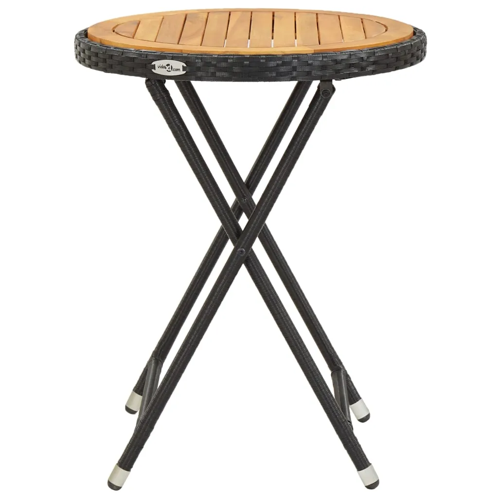 Tavolino da Caffè vidaXL Nero 60cm | Acacia e Rattan Sintetico