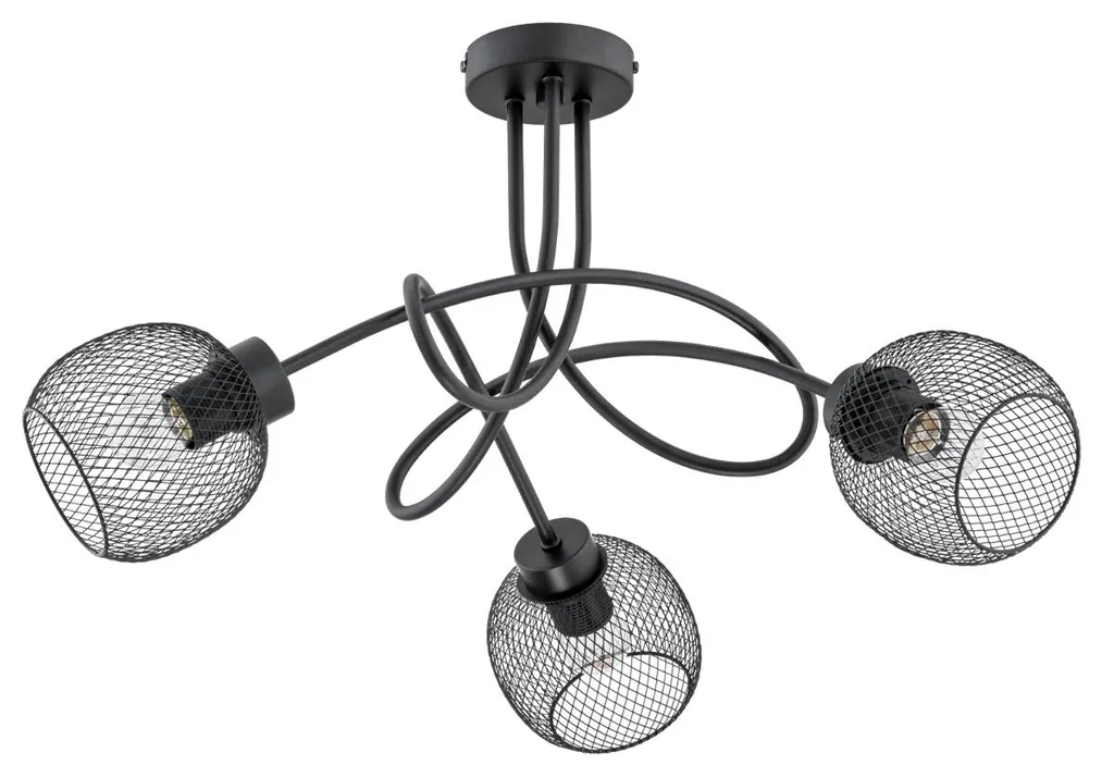 Luminaire de plafond PRAXIDE 3xE27 métal noir grand format 65cm Alfa