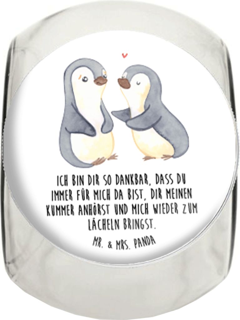 Mr. & Mrs. Panda gewürzglas Pinguine trösten L 870ml - Weiß - Geschenk, Teedose, für Partner, Frauen, Vorratsdose, Hochzeitstag, Freundin, Hoch...