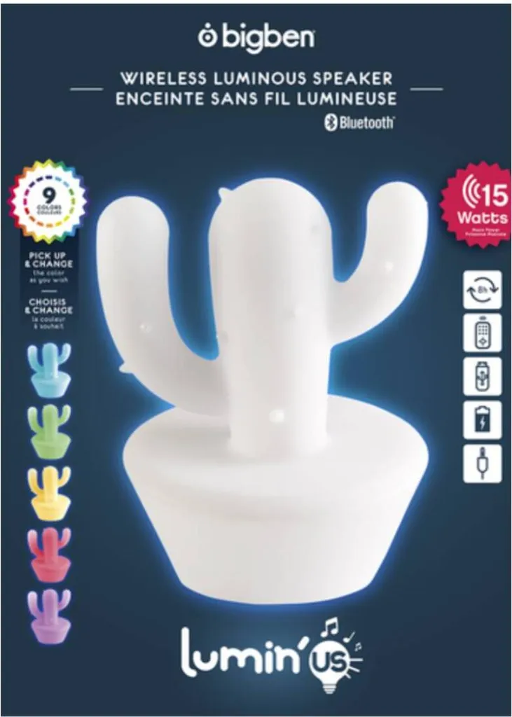 Enceinte sans fil Cactus Multicolore Lumin'us avec Télécommande LED - 3