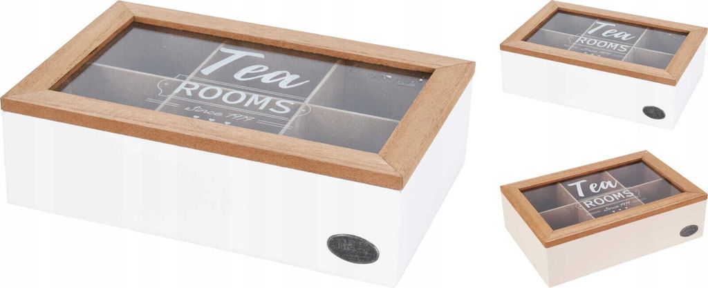 Keine Marke Teedose MDF 6 Fächer | 2 Stk
