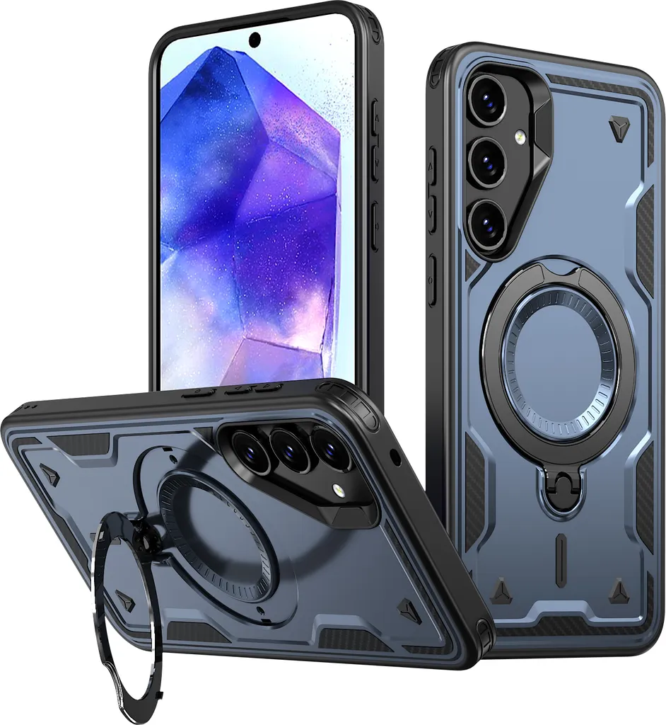 Cover Samsung A35 Blu Custodia Rigida Militare con Supporto Anello