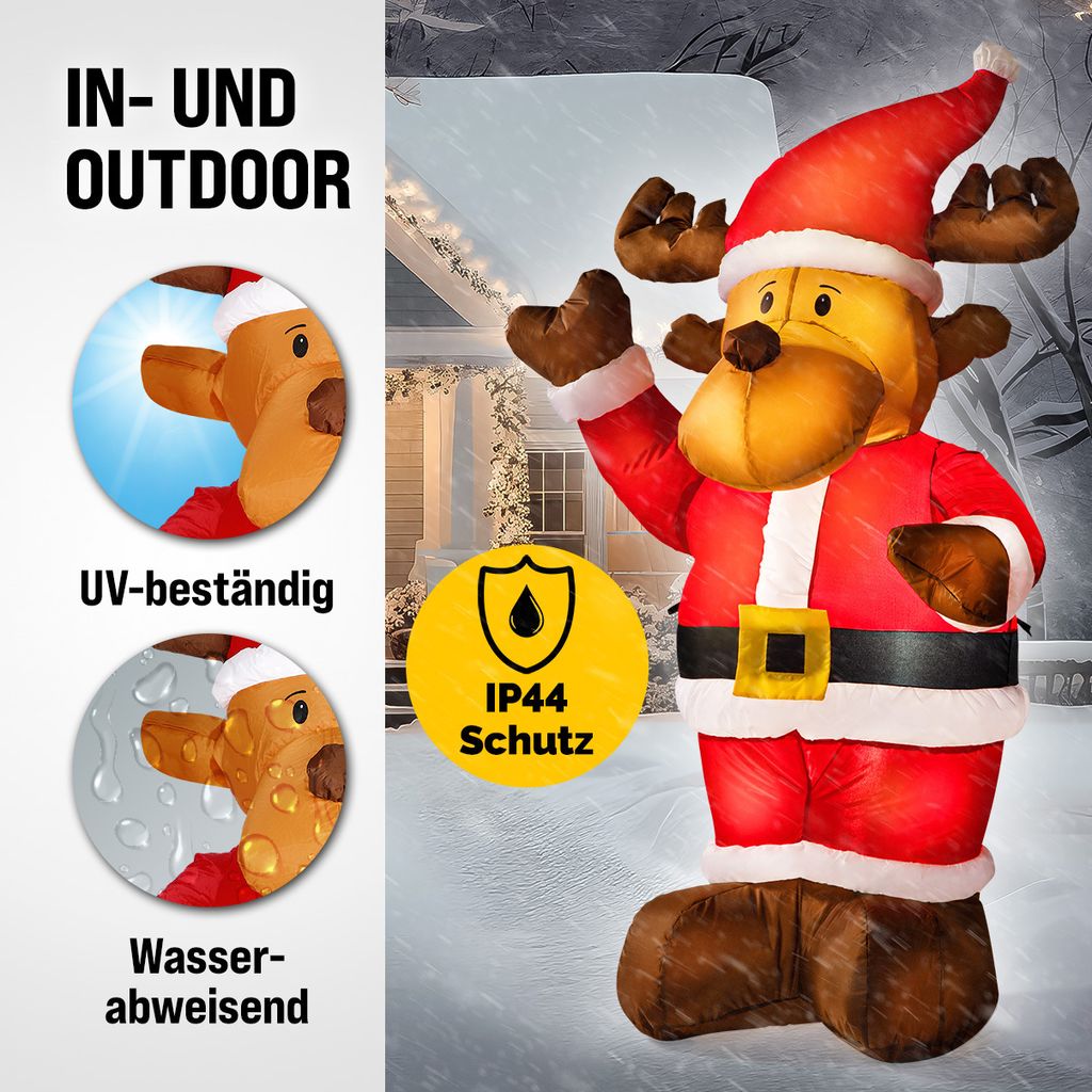 MONZANA® Aufblasbares Rentier 135cm LED Beleuchtet Produktbild 4
