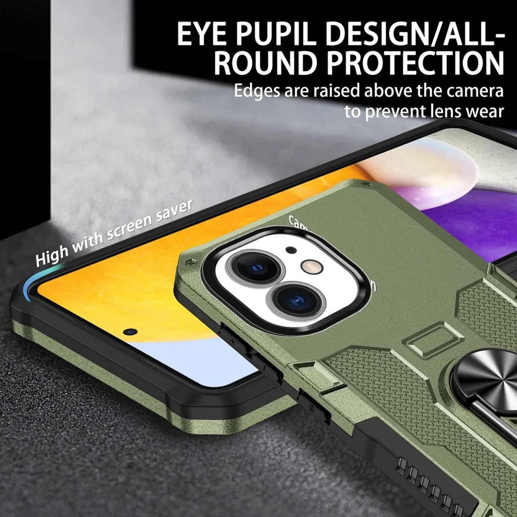 Custodia iPhone 11 Verde Militare Antiurto con Anello e Supporto Auto - 2