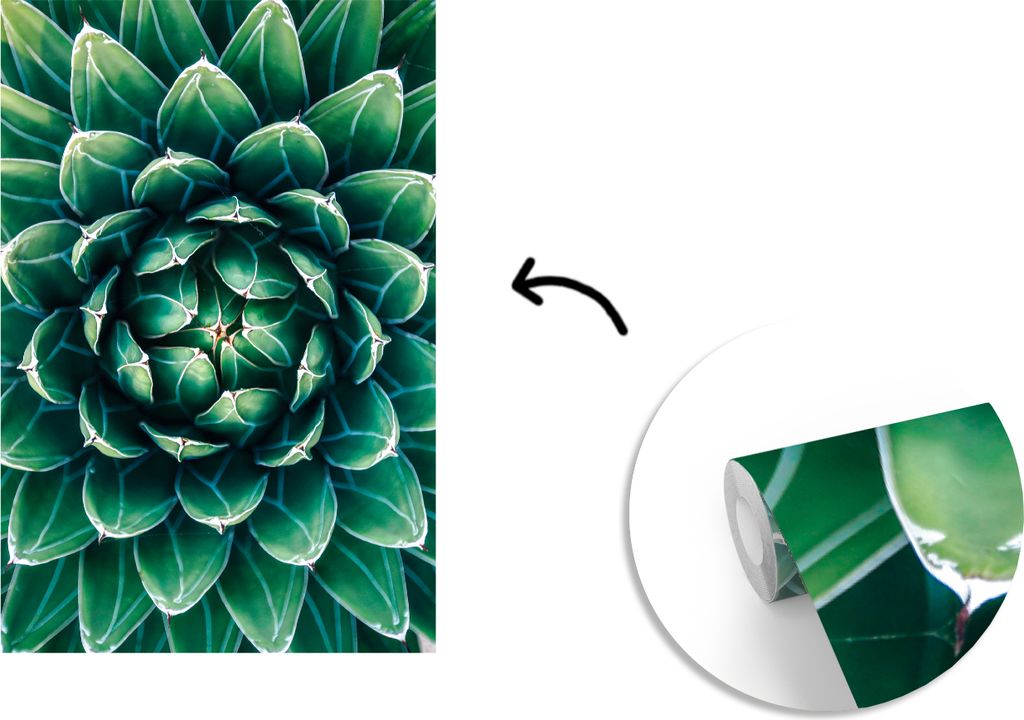 MuchoWow Fototapete für Wohnzimmer oder Schlafzimmer Wandtapete Vinyl Motivtapete Ein grünes Blumenmuster - 190x280 cm - Küche