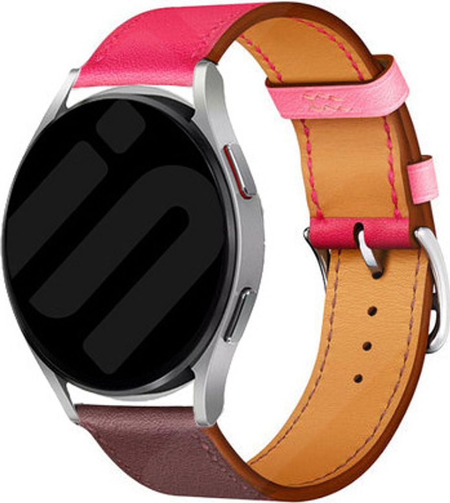 Strap-it Samsung Galaxy Watch 6 Classic 47mm Leder Armband (Pink/Rotbraun)
