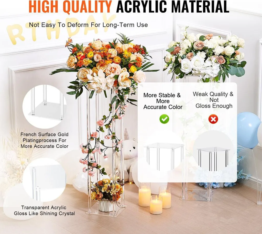 Colonnes de Vases Géométriques 60cm pour Centre de Table de Mariage
