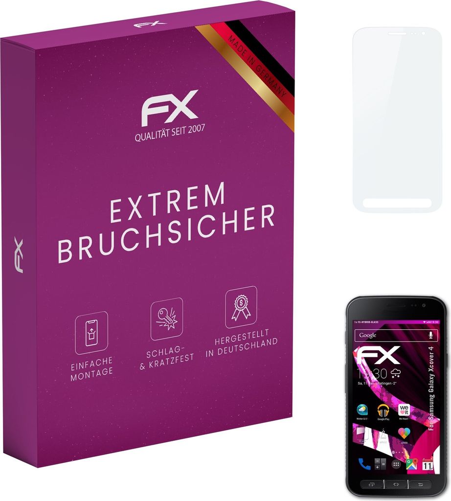 atFoliX FX-Hybrid-Glass Displayfolie kompatibel mit Samsung Galaxy Xcover 4 Glasfolie